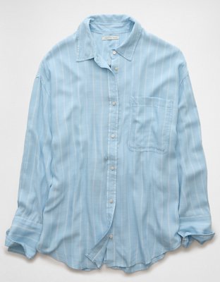 AE Long-Sleeve Tie Back Button-Up Shirt