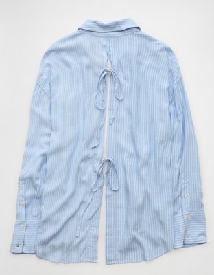 AE Long-Sleeve Tie Back Button-Up Shirt