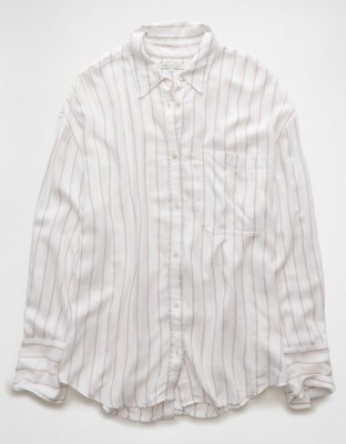 AE Long-Sleeve Tie Back Button-Up Shirt