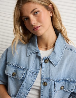 AE Studded Denim Shacket | American Eagle