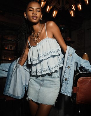 Veste-chemise en denim ornée de clous décoratifs AE