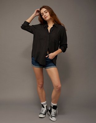 AE Bestie Long-Sleeve Button-Up Shirt