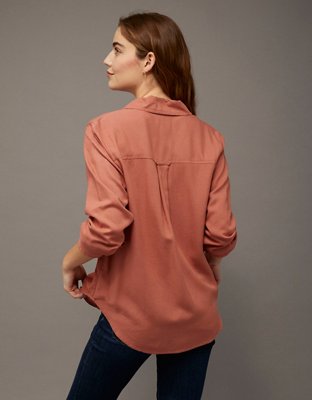 AE Bestie Long-Sleeve Button-Up Shirt