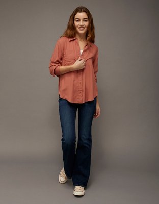 AE Bestie Long-Sleeve Button-Up Shirt