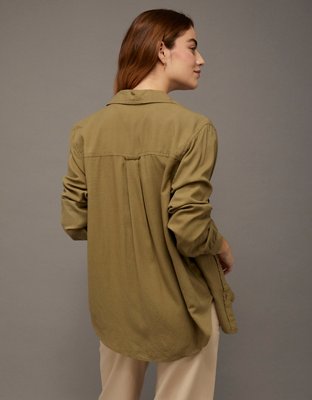 AE Bestie Long-Sleeve Button-Up Shirt