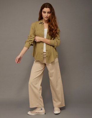 AE Bestie Long-Sleeve Button-Up Shirt