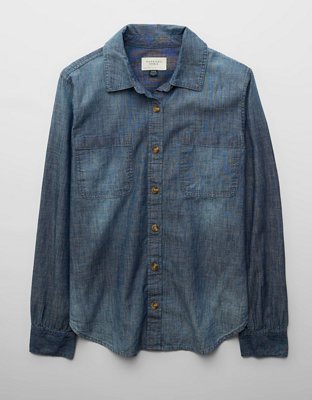 AE Bestie Long-Sleeve Button-Up Shirt