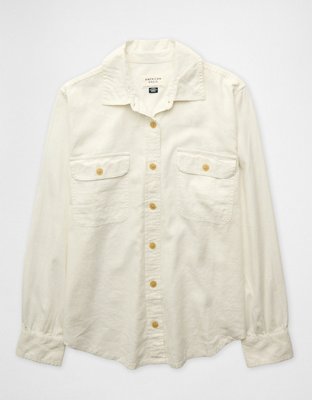 AE Linen-Blend Button-Up Shirt