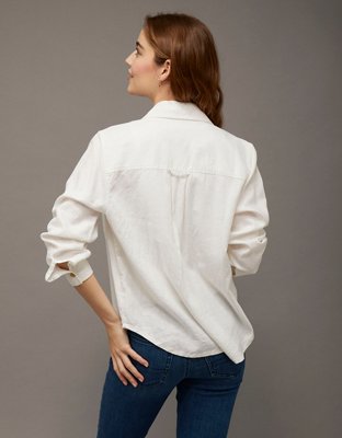 AE Linen-Blend Button-Up Shirt
