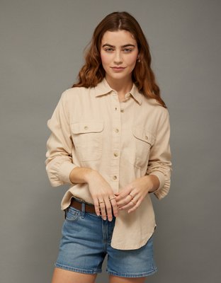 AE Linen-Blend Button-Up Shirt