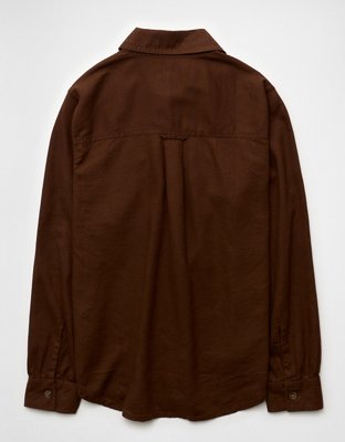 AE Linen-Blend Button-Up Shirt