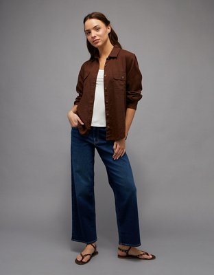 AE Linen-Blend Button-Up Shirt