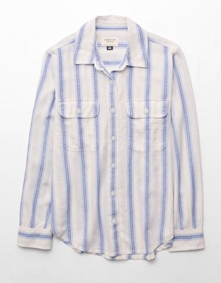 AE Linen-Blend Button-Up Shirt