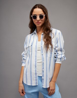 AE Linen-Blend Button-Up Shirt
