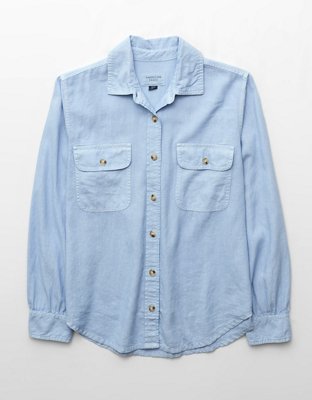 AE Linen-Blend Button-Up Shirt