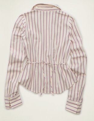 Женская рубашка American Eagle AE Fitted Button-Up, цвет: Ягодный — фото 4