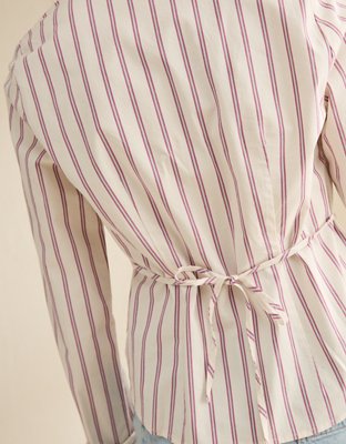 Женская рубашка American Eagle AE Fitted Button-Up, цвет: Ягодный — фото 2