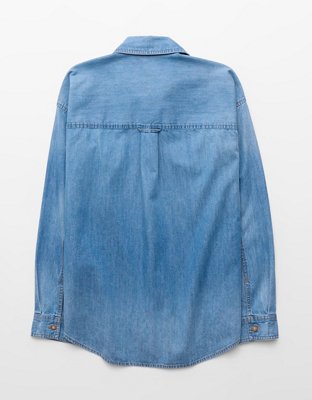 AE Oversized Chambray Button-Up Shirt