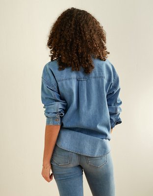 AE Oversized Chambray Button-Up Shirt