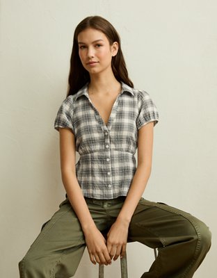 AE Short-Sleeve Button-Up Shirt | American Eagle