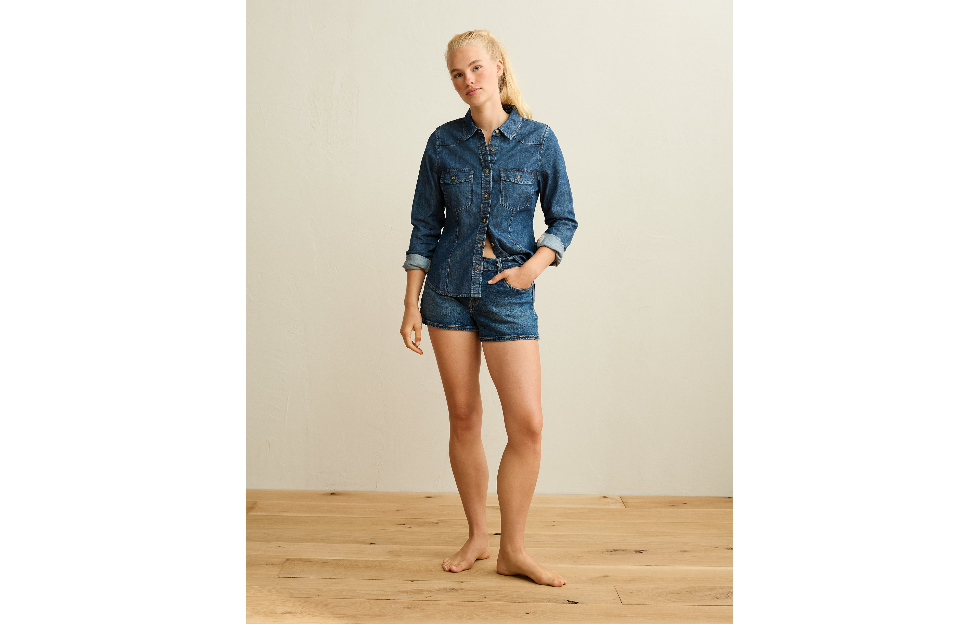 AE Fitted Denim Button-Up Shirt