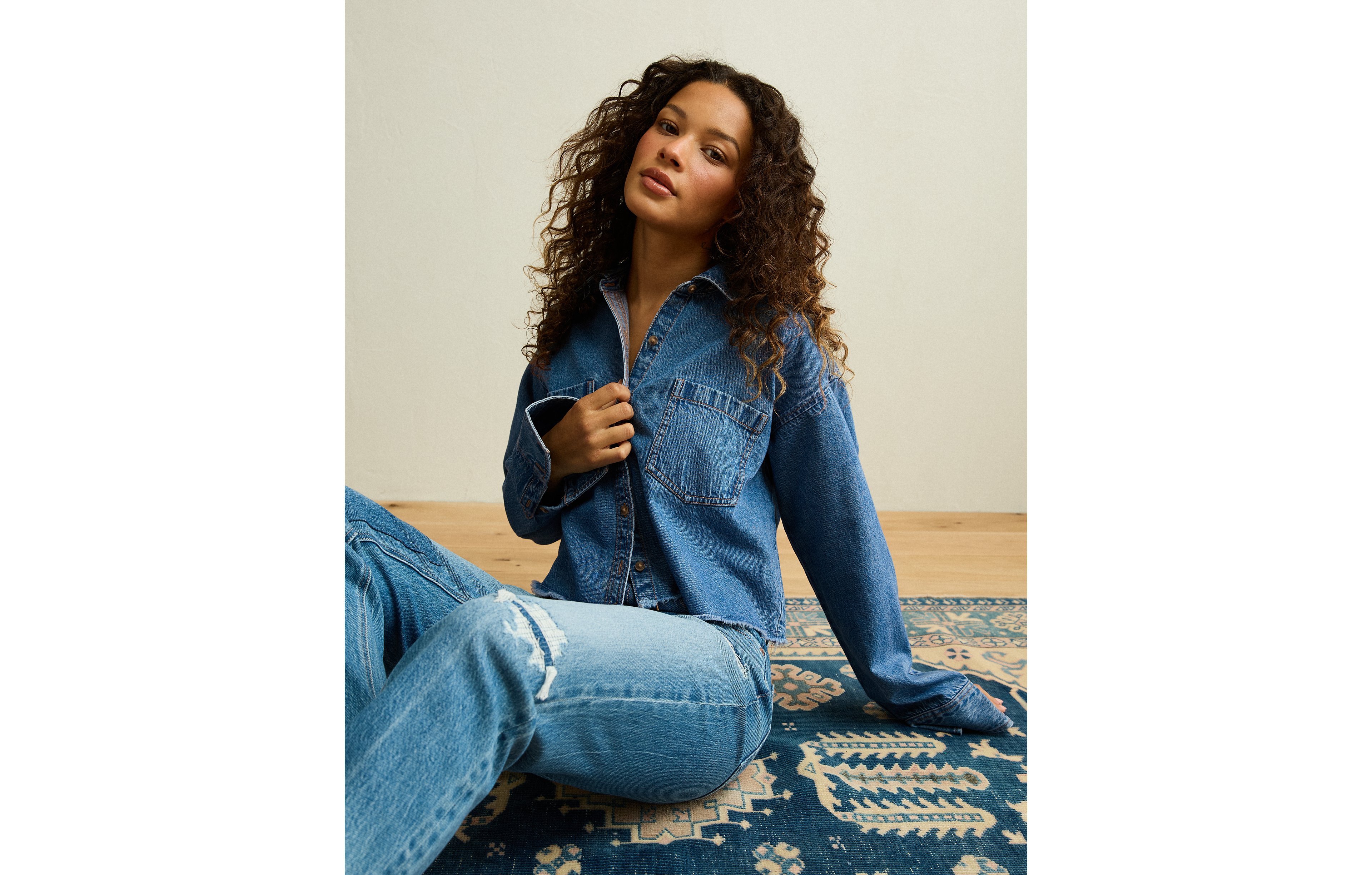 AE Cropped Button-Up Shirt