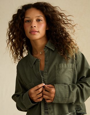 AE Cropped Button-Up Shirt