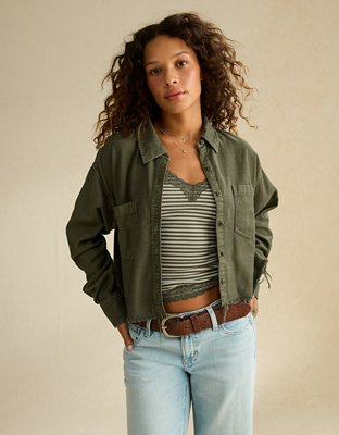 AE Cropped Button-Up Shirt