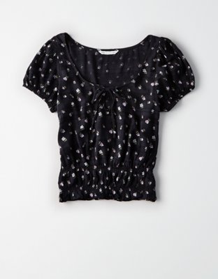 Женские топы American Eagle AE Smocked Short Sleeve Top — фото 3