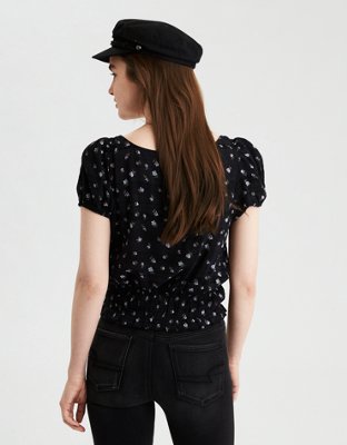 Женские топы American Eagle AE Smocked Short Sleeve Top — фото 2