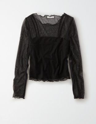 Женские топы American Eagle AE Printed Mesh Long Sleeve Top — фото 3