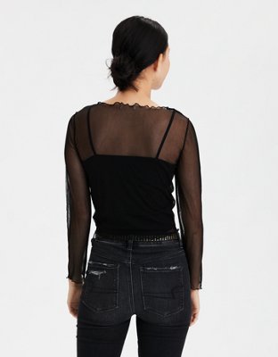 AE Printed Mesh Long Sleeve Top