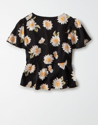 Женские блузки American Eagle AE Silky Short Sleeve Tie Front Blouse — фото 4