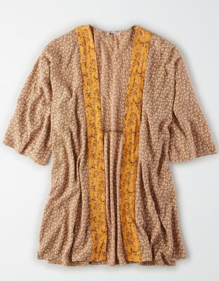 Женские топы American Eagle AE Printed Drop Shoulder Kimono — фото 3