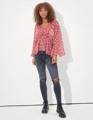 Женские блузки American Eagle AE Chiffon Long Sleeve Blouse — фото 5
