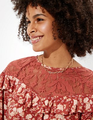 Женские блузки American Eagle AE Floral Lace Blouse — фото 5