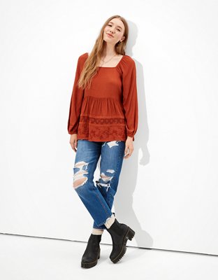 Женские топы American Eagle AE Square Neck Tunic Top — фото 5