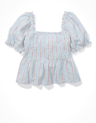 AE Smocked Tie Back Babydoll Blouse