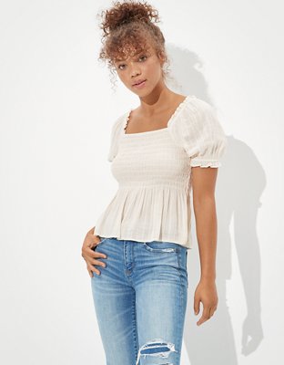 AE Smocked Babydoll Top