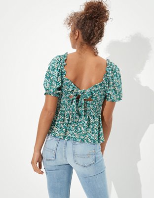Женские блузки American Eagle AE Smocked Tie Back Peplum Blouse — фото 2
