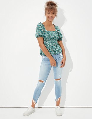 Женские блузки American Eagle AE Smocked Tie Back Peplum Blouse — фото 4