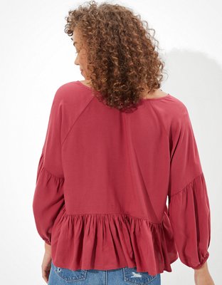 AE Notch Neck Babydoll Top