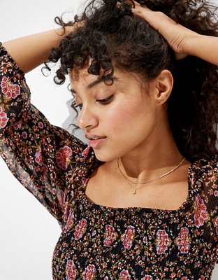 Женские топы American Eagle AE Smocked Square Neck Top — фото 4