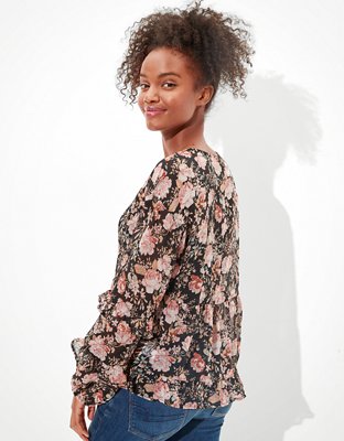 Женские топы American Eagle AE Tiered Button-Up Top — фото 2