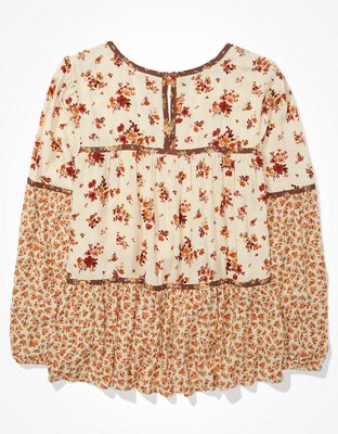 Женские топы American Eagle AE Printed Tiered Tunic Top — фото 4