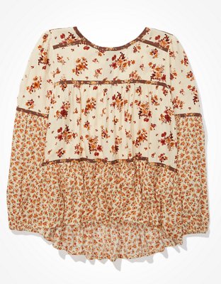 AE Printed Tiered Tunic Top