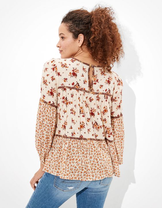 AE Printed Tiered Tunic Top