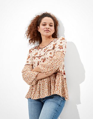 AE Printed Tiered Tunic Top