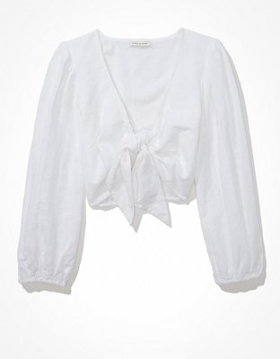 AE Long-Sleeve Tie-Front Top