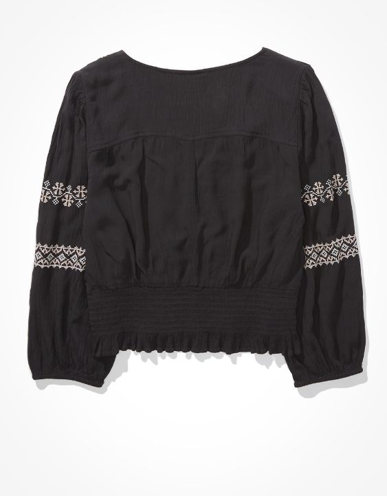 AE Embroidered Smocked Top